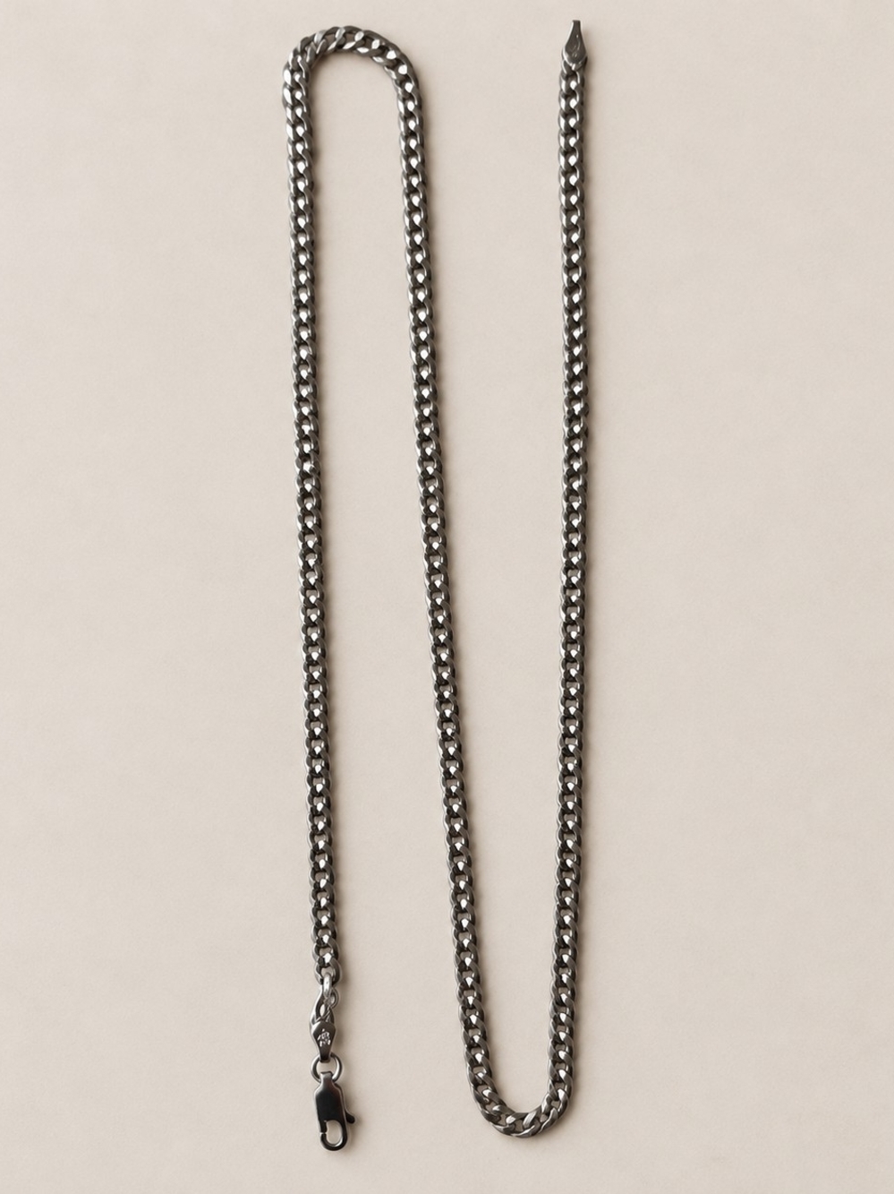 20" Unisex RHODIUM Diamond Cut Solid 925 Chain ITALY